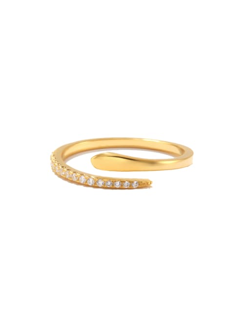 Gold+ White 925 Sterling Silver Cubic Zirconia Geometric Minimalist Stackable Ring