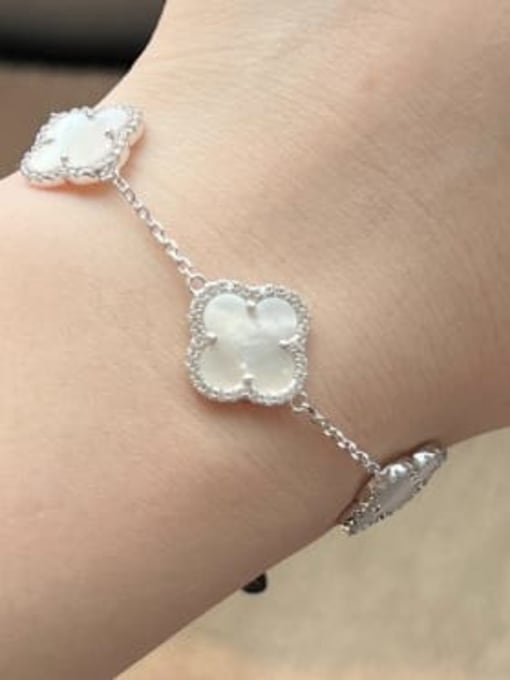 STL-Silver Jewelry 925 Sterling Silver Shell Flower Dainty Link Bracelet 1