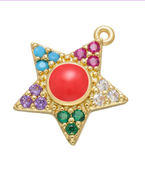 Red colored diamond Brass Diamond Gold Plated Five-pointed Star Pendant