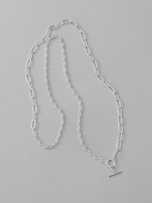 ARTTI 925 Sterling Silver Geometric Vintage Asymmetric chain Long Strand Necklace