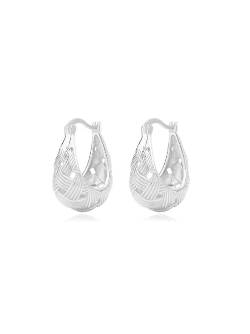 E3251 925 Sterling Silver Geometric Minimalist Huggie Earring