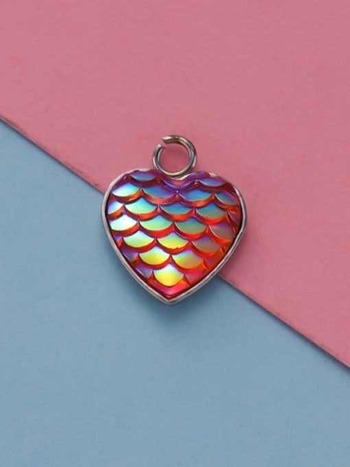 2 Stainless Steel Heart Accessories Heart Shaped Fish Scale Pendant