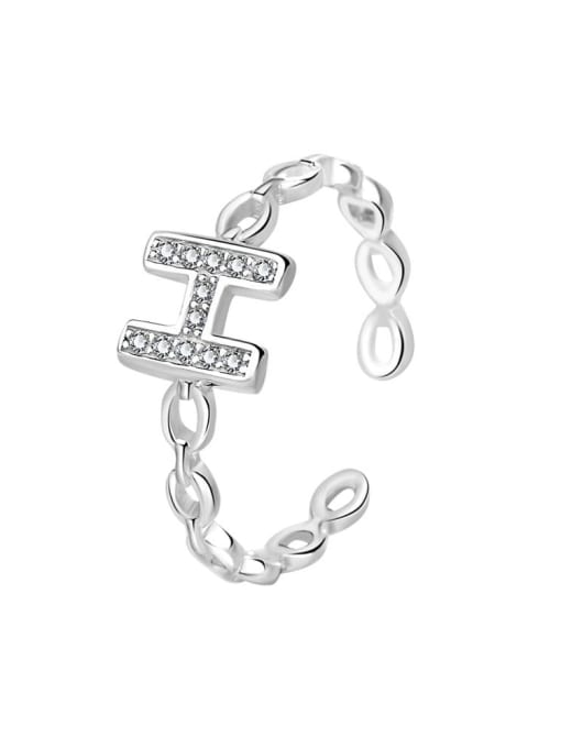 PNJ-Silver 925 Sterling Silver Cubic Zirconia Geometric Chain Dainty Band Ring