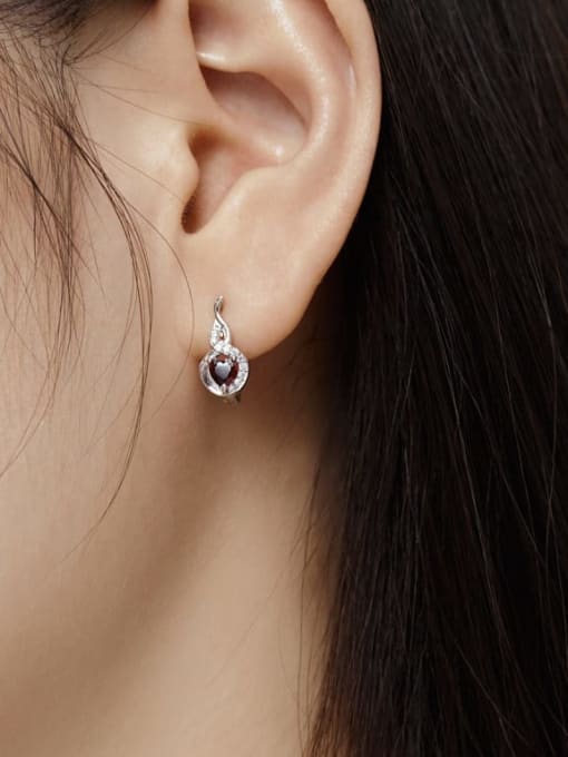 STL-Silver Jewelry 925 Sterling Silver Cubic Zirconia Heart Dainty Huggie Earring 1