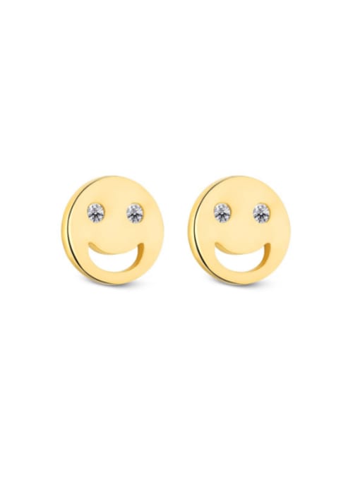 Golden DY1D0056 925 Sterling Silver Smiley Minimalist Stud Earring