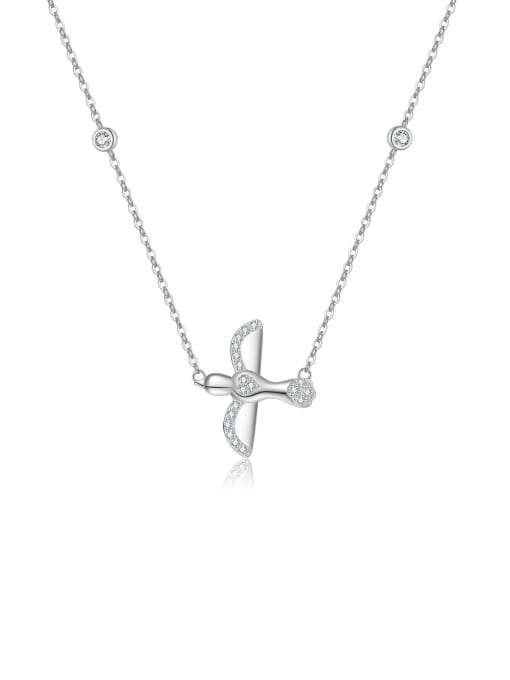 platinum 925 Sterling Silver Cubic Zirconia Bird Dainty Link Necklace