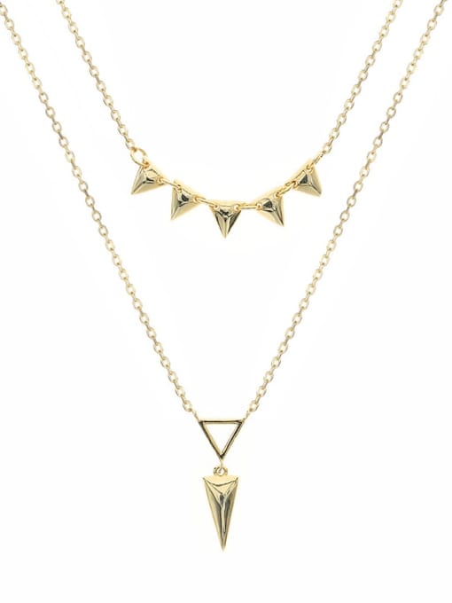 YUANFAN 925 Sterling Silver Cubic Zirconia Triangle Minimalist Multi Strand Necklace 0