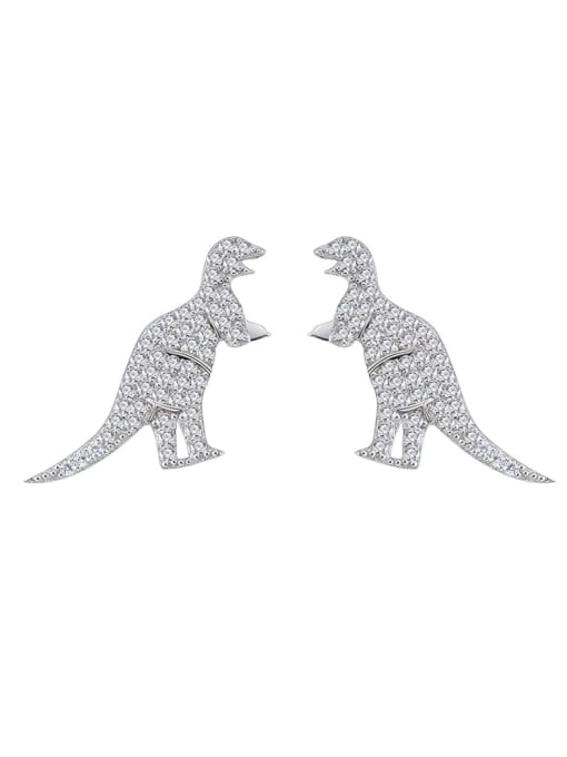 A&T Jewelry 925 Sterling Silver Cubic Zirconia Dinosaur Luxury Cluster Earring 0