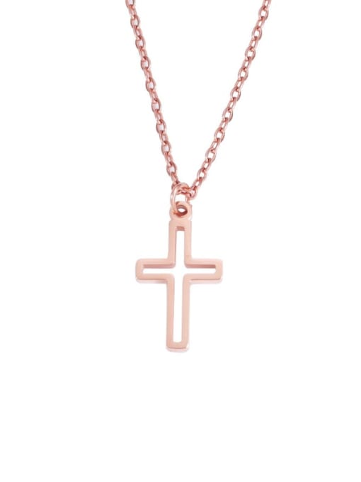 rose gold Stainless steel  Minimalist Cross Pendant Necklace