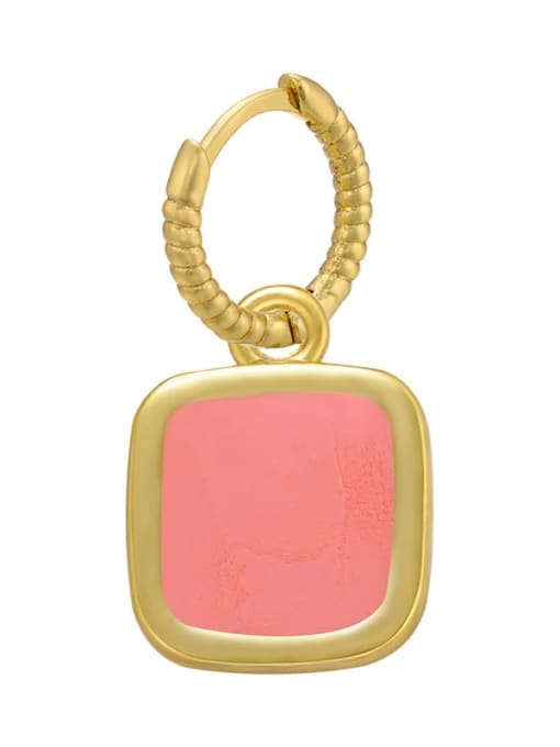 Pink Brass Enamel Geometric Drop Earring by Pair