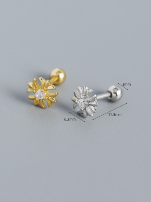 ACEE 925 Sterling Silver Cubic Zirconia Flower Minimalist Stud Earring 4