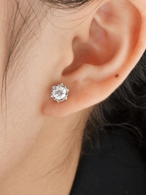 A&T Jewelry 925 Sterling Silver High Carbon Diamond Hexagon Dainty Stud Earring 2