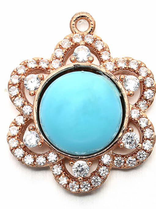 Rose Gold Blue Diamond Copper Petal Red Diamond White Diamond Blue Diamond Necklace Pendant