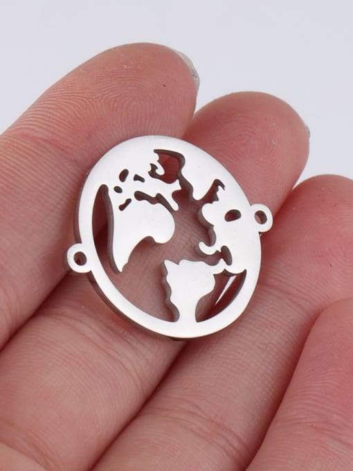 Steel color Stainless steel Round World Map Minimalist Connectors