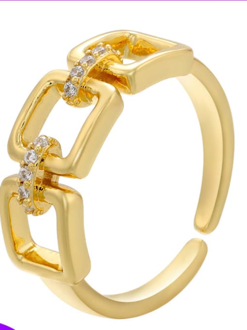 1 Brass Cubic Zirconia Geometric Dainty Band Ring