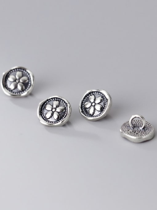 FAN S925 silver 7mm matte old small petal buttons 2