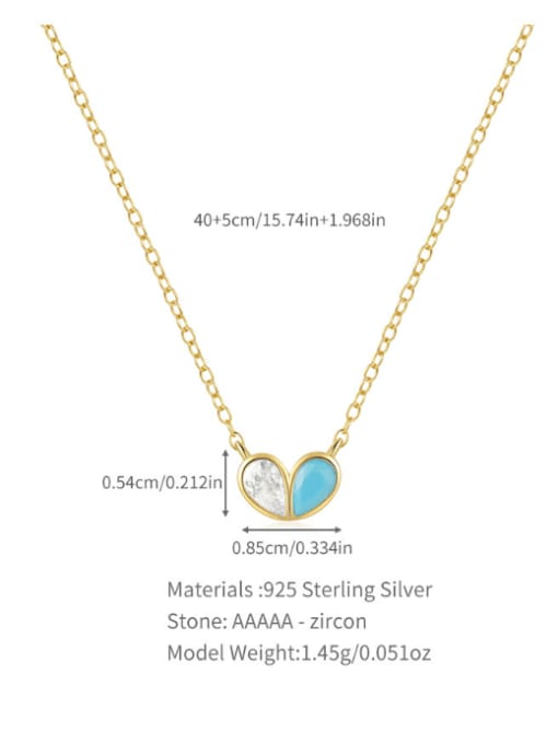 YUANFAN 925 Sterling Silver Cubic Zirconia Heart Minimalist Necklace 2