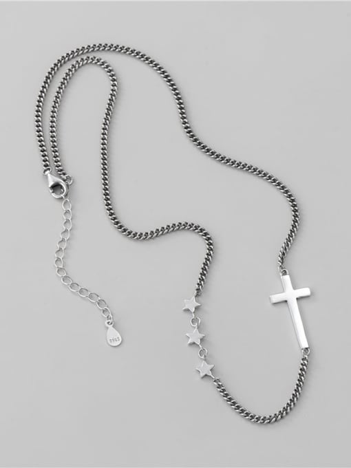 ARTTI 925 Sterling Silver Cross Vintage Hollow Chain Necklace