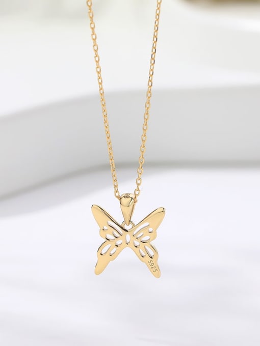 A2833 Gold 925 Sterling Silver Butterfly Minimalist Necklace