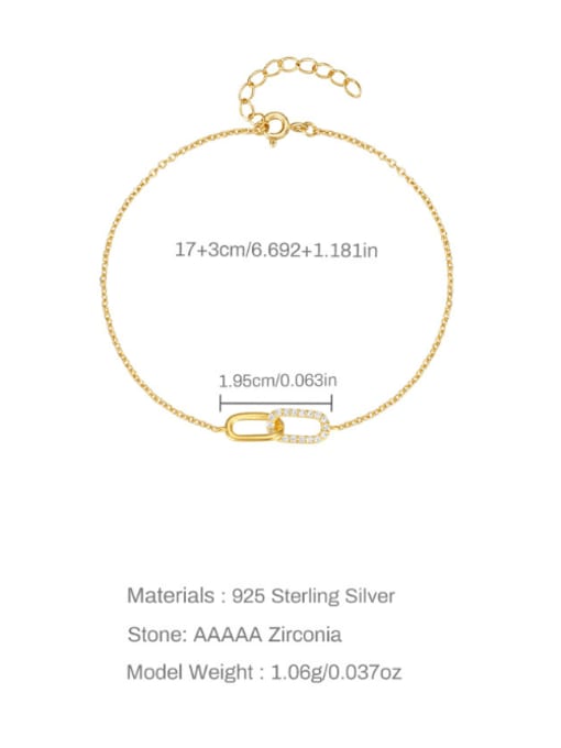 YUANFAN 925 Sterling Silver Cubic Zirconia Geometric Minimalist Link Bracelet 4