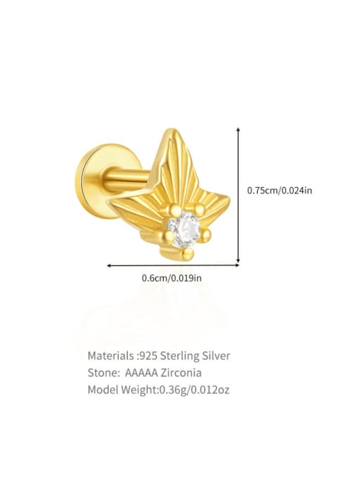 Single Gold 13 925 Sterling Silver Cubic Zirconia Geometric Dainty Single Earring