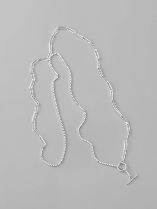 ARTTI 925 Sterling Silver Hollow Geometric Chain Minimalist Long Strand Necklace 1