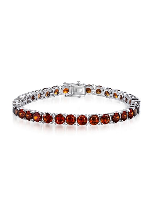 5mm red diamond 18cm 925 Sterling Silver High Carbon Diamond Geometric Luxury Bracelet