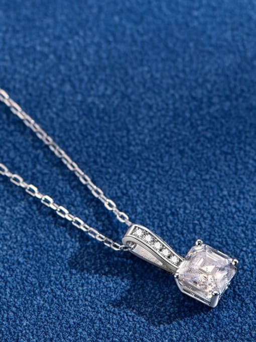 Necklace 925 Sterling Silver High Carbon Diamond Square Dainty Necklace