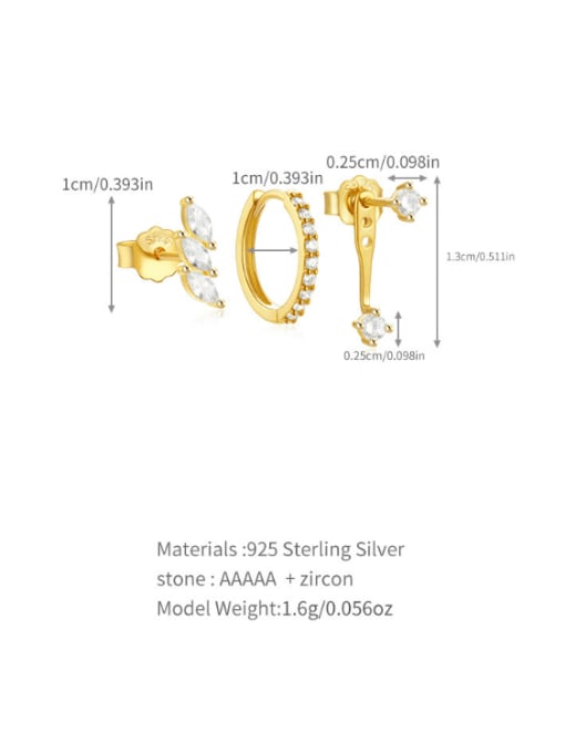 YUANFAN 925 Sterling Silver Cubic Zirconia Geometric Dainty Huggie Earring 4