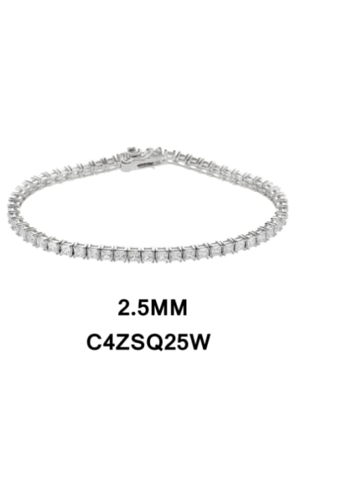 Four Claw white Stone 2.5mm-18cm 925 Sterling Silver Cubic Zirconia Geometric Luxury Link Bracelet