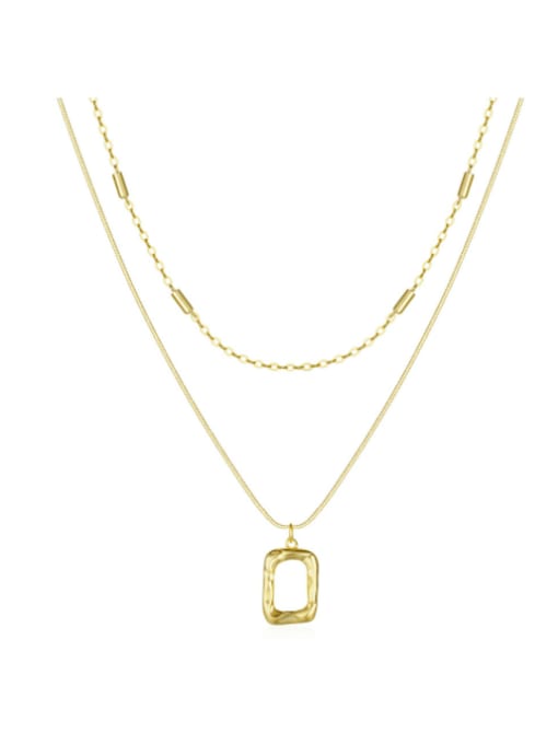 Gold color 925 Sterling Silver Geometric Minimalist Multi Strand Necklace