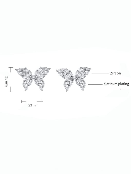 A&T Jewelry 925 Sterling Silver Cubic Zirconia Butterfly Luxury Stud Earring 1