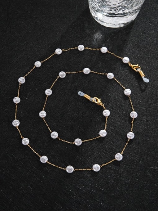 JMI Brass Imitation Pearl Minimalist Cross Chai Sunglass Chains 4