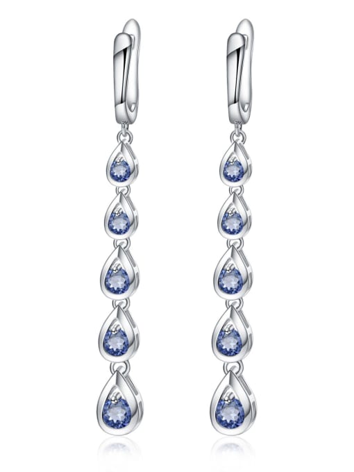 ZXI-SILVER JEWELRY 925 Sterling Silver Natural Color Treasure Topaz Water Drop Artisan Long Drop Earring 2