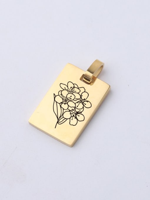 2215 214 Rectangle Stainless steel Flower Minimalist Pendant