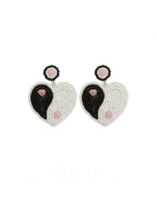 E69051 Black Alloy MGB beads Heart Hip Hop Pure handmade Weave Earring