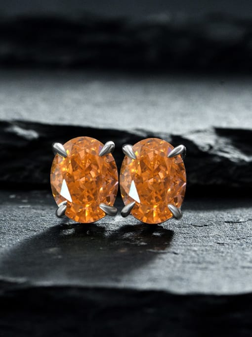 Rose orange 925 Sterling Silver High Carbon Diamond Blue Geometric Dainty Stud Earring