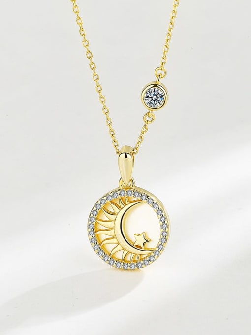 18k gold 925 Sterling Silver Cubic Zirconia Moon Minimalist Necklace