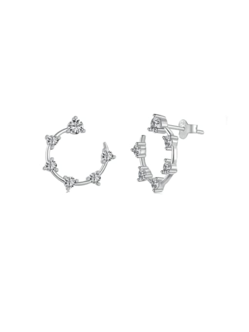 STL-Silver Jewelry 925 Sterling Silver Cubic Zirconia Geometric Dainty Cluster Earring 2