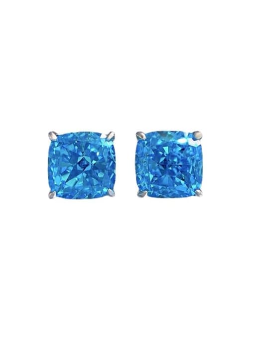 M&J 925 Sterling Silver High Carbon Diamond Square Dainty Stud Earring 0