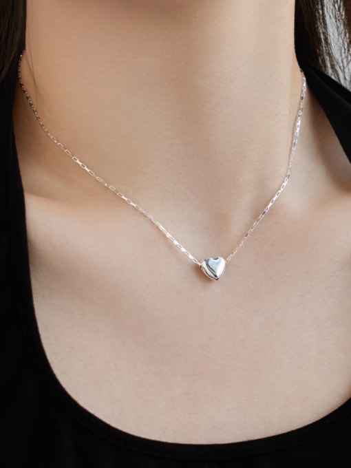 STL-Silver Jewelry 925 Sterling Silver Heart Minimalist Necklace 2