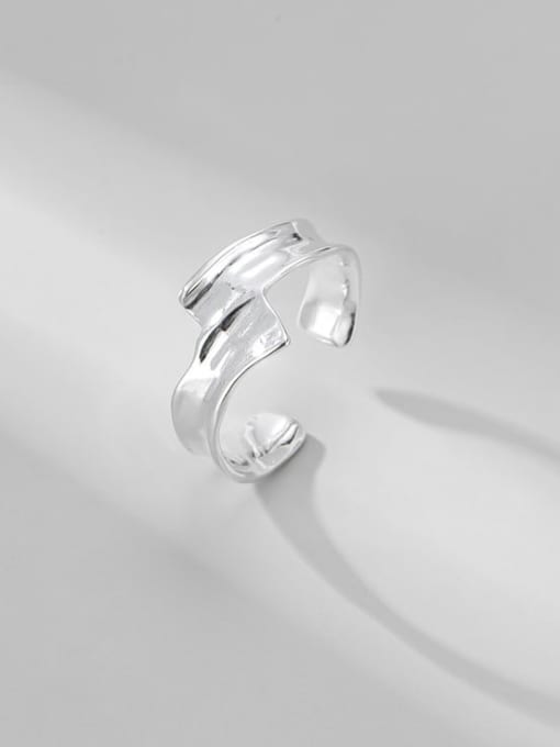 ARTTI 925 Sterling Silver Irregular Minimalist Simple Streamline   Band Ring 0