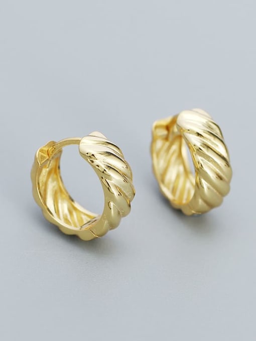 Gold color 925 Sterling Silver Geometric Minimalist Huggie Earring