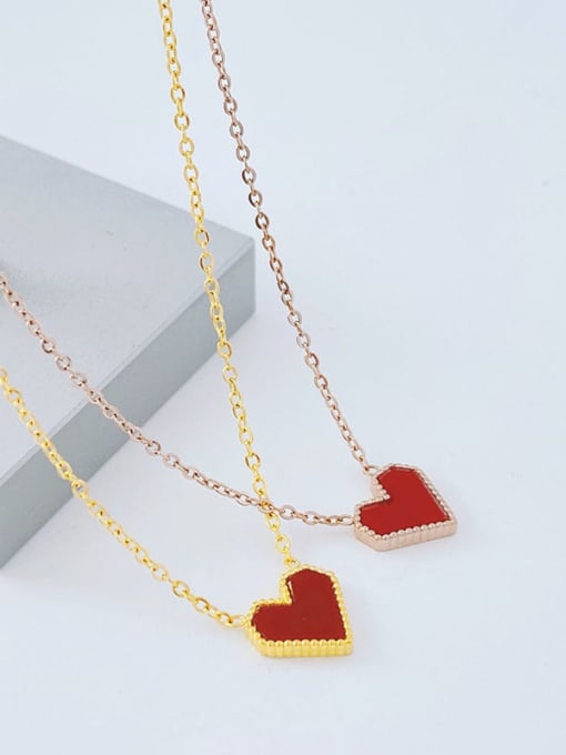 MEN PO Titanium Steel Enamel Heart Minimalist Necklace 2