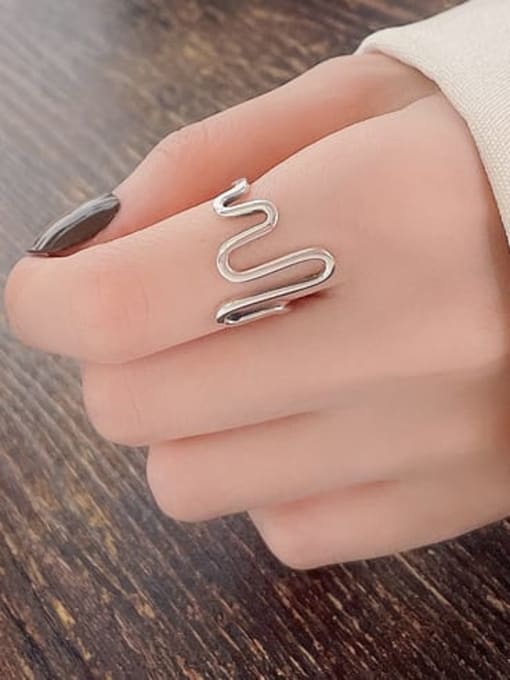 TAIS 925 Sterling Silver Wave Geometric Vintage Band Ring 1