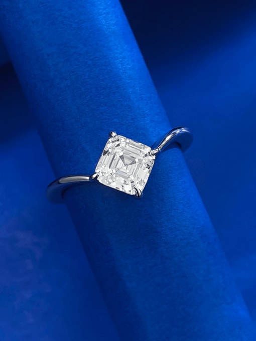 R834 Pagoda White Diamond Ring 925 Sterling Silver High Carbon Diamond Geometric Dainty Band Ring