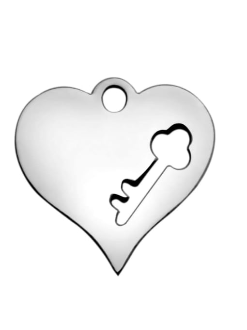 FTime Stainless steel Key Heart Charm Height : 15 mm , Width: 14.8 mm