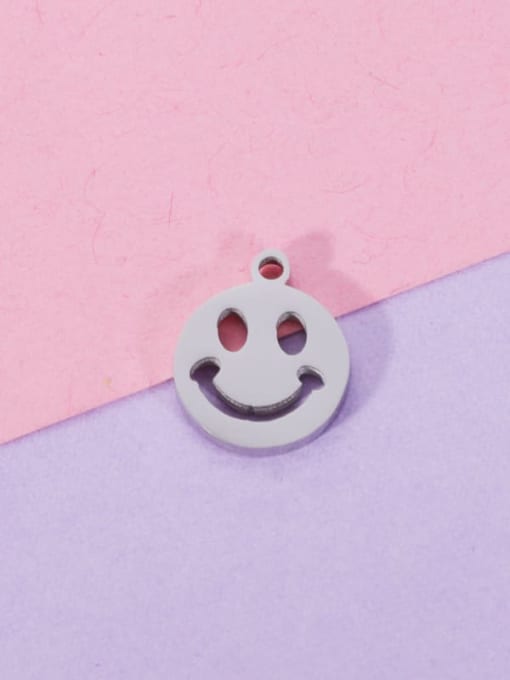 Steel color Stainless steel Round Smiley Minimalist Pendant