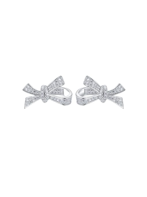 M&J 925 Sterling Silver Cubic Zirconia Bowknot Luxury Stud Earring 0