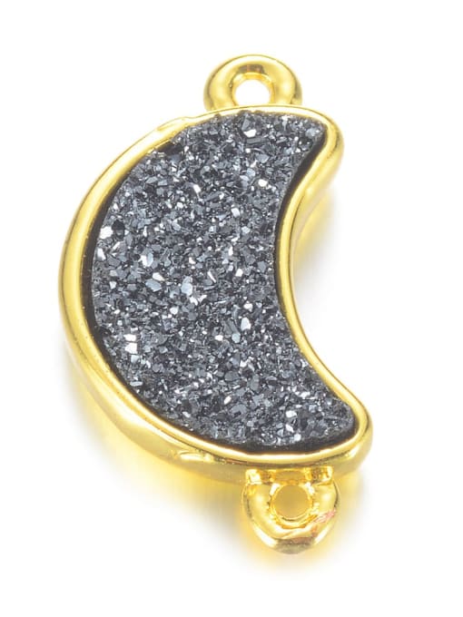 Quicksand black Copper Alloy Crystal Moon Charm Height : 9mm , Width: 18.5mm